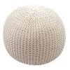 Decoshop26 Tabouret Repose Pieds Pouf Aspect Tricot à Grosse Maille 40x50cm Beig...