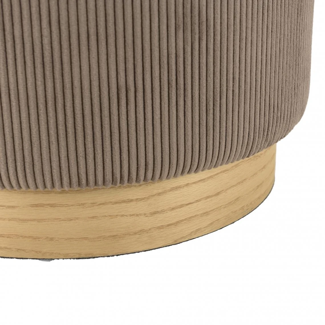 MACABANE Tabouret Rond 40x40cm Velours Cotelé Marron Base En Bois 6 MACABANE Tabouret Rond 40x40cm Velours Cotelé Marron Base En Bois – Image 6