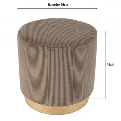MACABANE Tabouret Rond 40x40cm Velours Cotelé Marron Base En Bois 15 MACABANE Tabouret Rond 40x40cm Velours Cotelé Marron Base En Bois -Magasin Joss & Main tabouret rond 40x40cm velours cotele marron base en bois 3358788 6189318 18 1140x1140