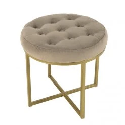 MACABANE Tabouret Rond 41x41cm Velours Taupe Avec Boutons Pieds Croisés Métal... 11 MACABANE Tabouret Rond 41x41cm Velours Taupe Avec Boutons Pieds Croisés Métal... -Magasin Joss & Main tabouret rond 41x41cm velours taupe avec boutons pieds croises metal dore 3358786 6189290 90 1140x1140