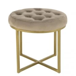 MACABANE Tabouret Rond 41x41cm Velours Taupe Avec Boutons Pieds Croisés Métal... 12 MACABANE Tabouret Rond 41x41cm Velours Taupe Avec Boutons Pieds Croisés Métal... -Magasin Joss & Main tabouret rond 41x41cm velours taupe avec boutons pieds croises metal dore 3358786 6189292 92 1140x1140