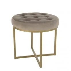 MACABANE Tabouret Rond 41x41cm Velours Taupe Avec Boutons Pieds Croisés Métal... 15 MACABANE Tabouret Rond 41x41cm Velours Taupe Avec Boutons Pieds Croisés Métal... -Magasin Joss & Main tabouret rond 41x41cm velours taupe avec boutons pieds croises metal dore 3358786 6189298 98 1140x1140