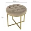 MACABANE Tabouret Rond 41x41cm Velours Taupe Avec Boutons Pieds Croisés Métal...