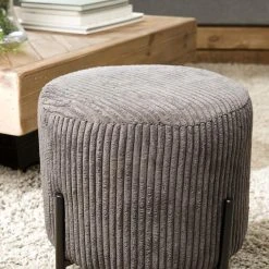 MACABANE Tabouret Rond ALBANE Velours Cotelé Gris Anthracite Pieds Métal 10 MACABANE Tabouret Rond ALBANE Velours Cotelé Gris Anthracite Pieds Métal -Magasin Joss & Main tabouret rond albane velours cotele gris anthracite pieds metal design 736016 3 1140x1140