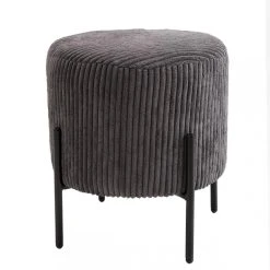 MACABANE Tabouret Rond ALBANE Velours Cotelé Gris Anthracite Pieds Métal 14 MACABANE Tabouret Rond ALBANE Velours Cotelé Gris Anthracite Pieds Métal -Magasin Joss & Main tabouret rond albane velours cotele gris anthracite pieds metal design 736016 7 1140x1140
