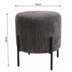 MACABANE Tabouret Rond ALBANE Velours Cotelé Gris Anthracite Pieds Métal 15 MACABANE Tabouret Rond ALBANE Velours Cotelé Gris Anthracite Pieds Métal -Magasin Joss & Main tabouret rond albane velours cotele gris anthracite pieds metal design 736016 8 1140x1140