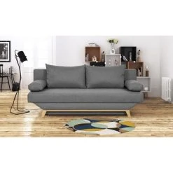 CSTORE TEIJO Banquette Convertible 3 Places + Coffre De Rangement - Pieds Boi... -Magasin Joss & Main teijo banquette convertible 3 places coffre de rangement pieds bois clair tissu gris clair l187 x p 91 x h 82 cm 11031924 28815768 1140x1140