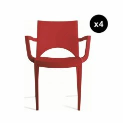 3S. X Home Lot De 4 Chaises Design Rouge PALERMO