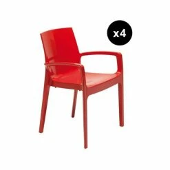 3S. X Home Lot De 4 Chaises Design Rouge GENES