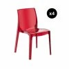 3S. X Home Lot De 4 Chaises Design Rouge Transparent Lady