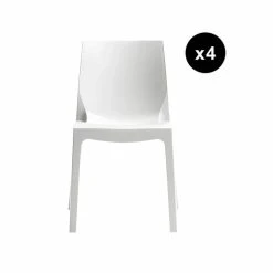 3S. X Home Lot De 4 Chaises Design Blanc Victory