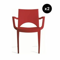 3S. X Home Lot De 2 Chaises Design Rouge PALERMO