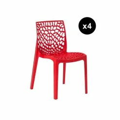 3S. X Home Lot De 4 Chaises Design Rouge GRUYER