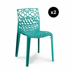 3S. X Home Lot De 2 Chaises Design Bleu Turquoise GRUYER