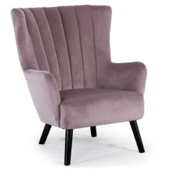 MENZZO Fauteuil Scandinave Vidal En Velours Rose
