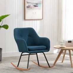 VidaXL Chaise à Bascule Bleu Tissu