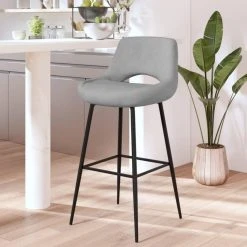 VidaXL Tabouret De Bar Gris Clair Velours
