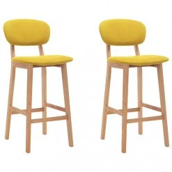 VidaXL Tabourets De Bar 2 Pcs Jaune Moutarde Tissu