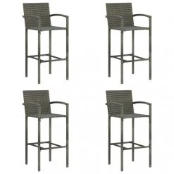 VidaXL Tabourets De Bar 4 Pcs Gris Résine Tressée