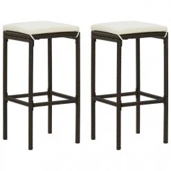 VidaXL Tabourets De Bar Avec Coussins 2 Pcs Marron Résine Tressée