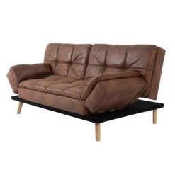 CSTORE ZORA - Banquette Convertible Clic-clac 3 Places - Simili Marron Et Pie... -Magasin Joss & Main zora banquette convertible clic clac 3 places simili marron et pieds en bois l 188xp 88xh 88 cm 10708770 27881986 1140x1140